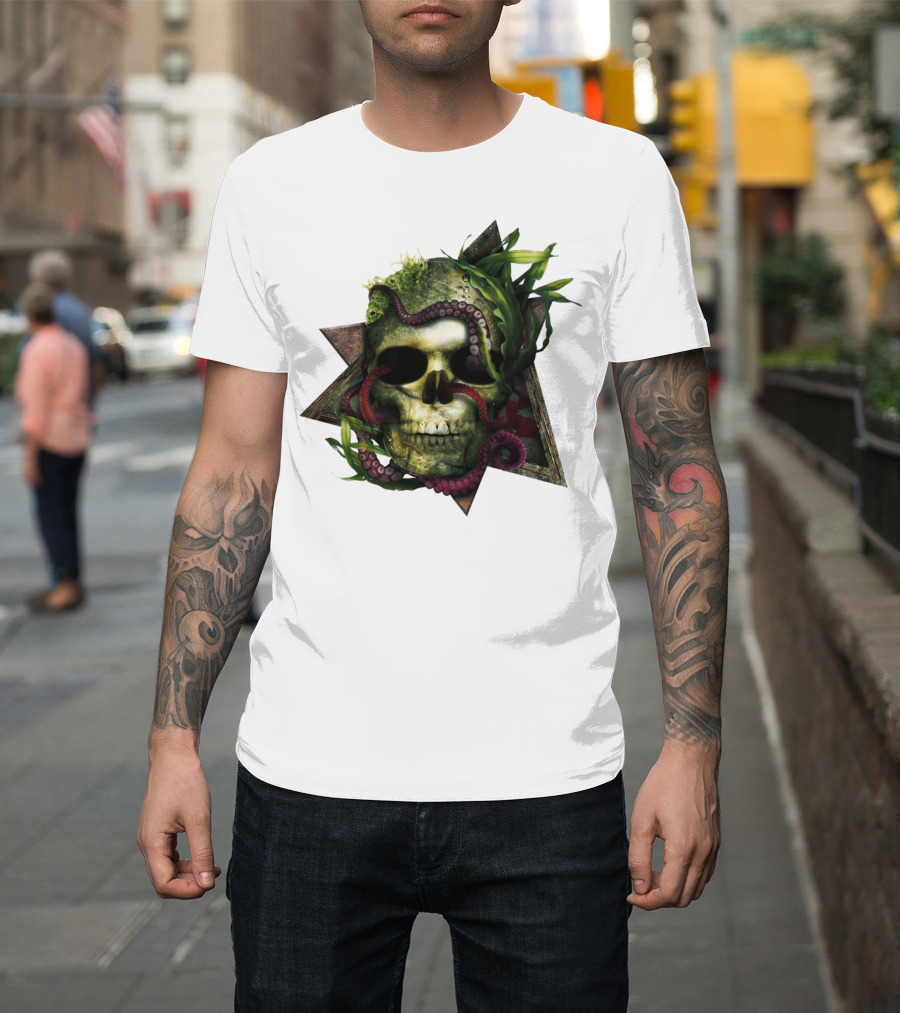 Octopus Skull Seaweed Triangle T-Shirt