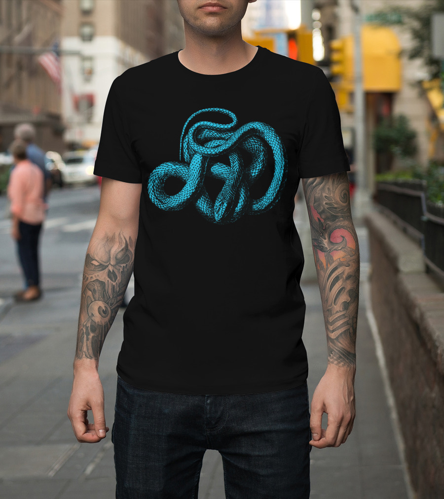 Snek Snake Turquoise Lime Green Knot T-Shirt