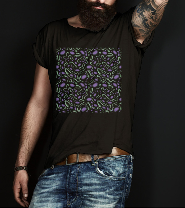 Odd Tentacle Pattern With Purple And Green Abstract Forms T-Shirt
