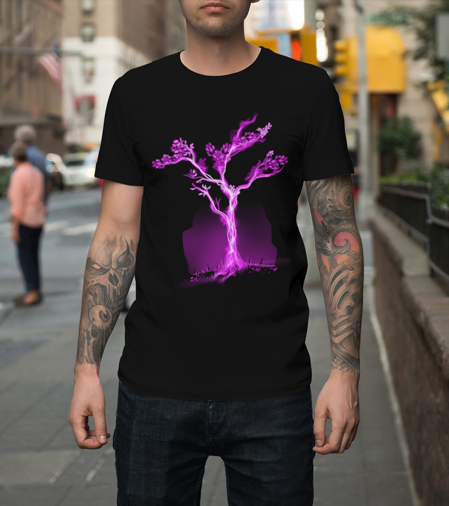 Ultraviolet Lightning Tree Mystic Energy Vision T-Shirt