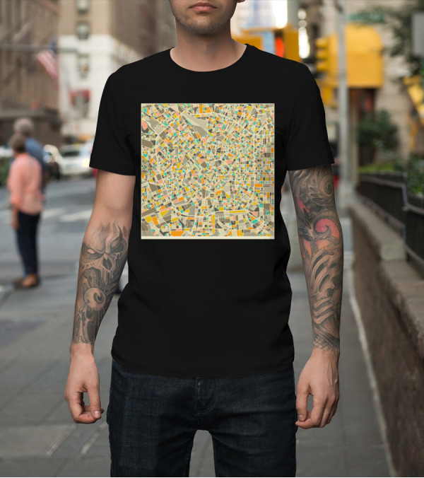 Shirt: MILAN CITY STREET MAP COLORFUL T-Shirt MILAN CITY STREET MAP COLORFUL T-Shirt