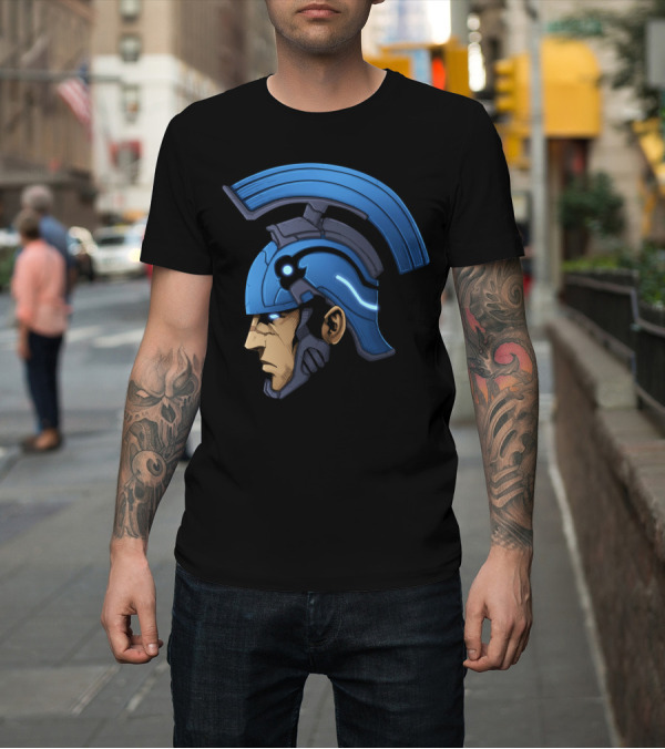 Shirt: Romulus Profile Blue Spartan Helmet T-Shirt Romulus Profile Blue Spartan Helmet T-Shirt