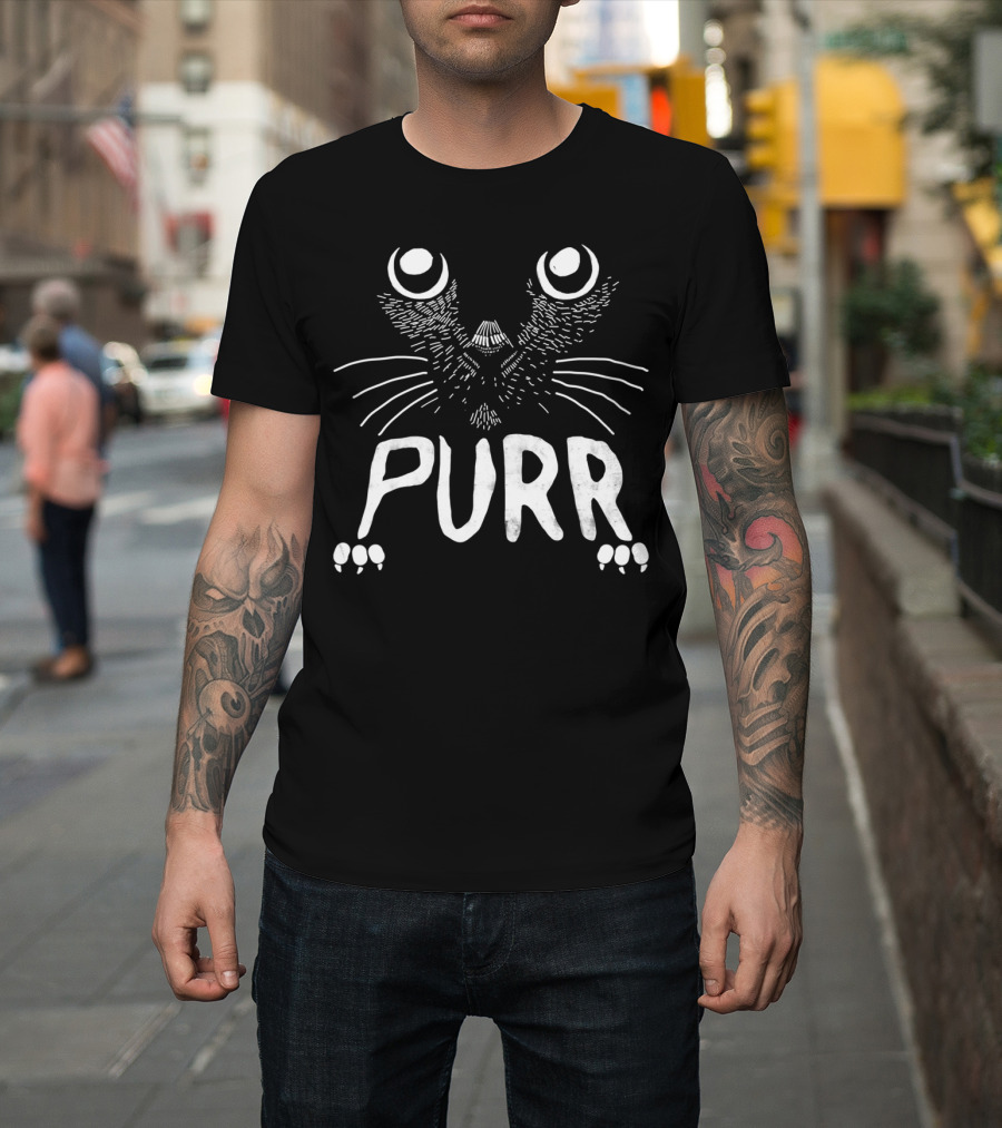 PURR Cat Face Whiskers and Paws T-Shirt