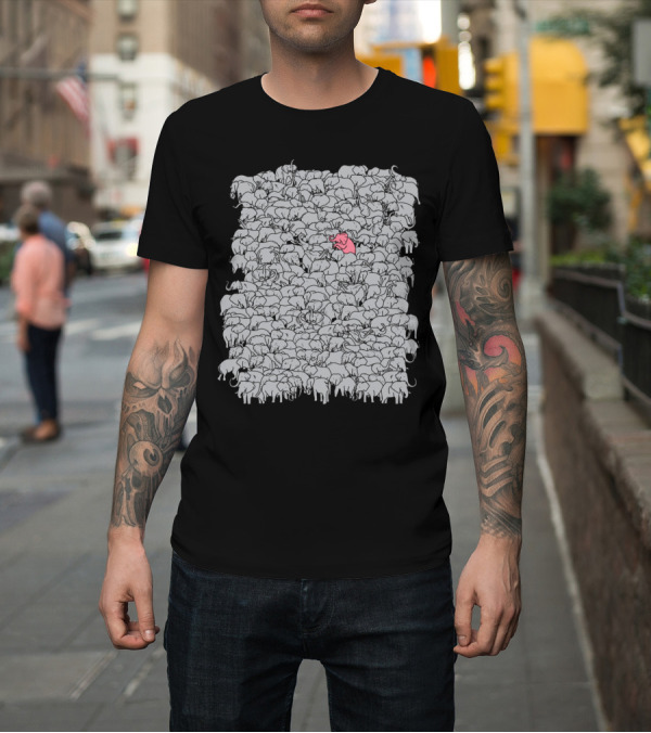 Shirt: The Herd Pink Elephant Standout Amongst Gray Elephants T-Shirt The Herd Pink Elephant Standout Amongst Gray Elephants T-Shirt