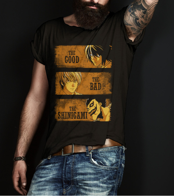 The Good The Bad And The Shinigami Death Note Characters L Light Ryuk T-Shirt