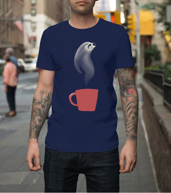 Shirt: I Am Ready Sloth Steaming from Red Coffee Mug T-Shirt I Am Ready Sloth Steaming from Red Coffee Mug T-Shirt