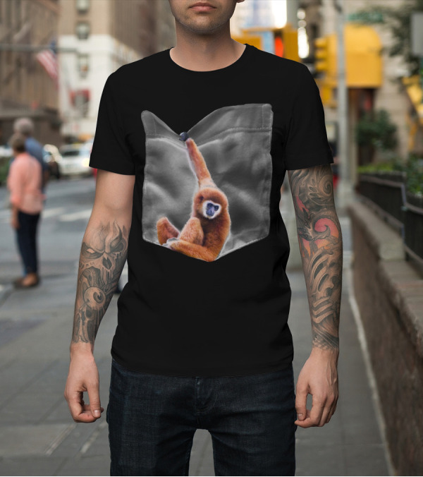 Shirt: Pocket Monkey Brown Gibbon Hanging Out T-Shirt Pocket Monkey Brown Gibbon Hanging Out T-Shirt