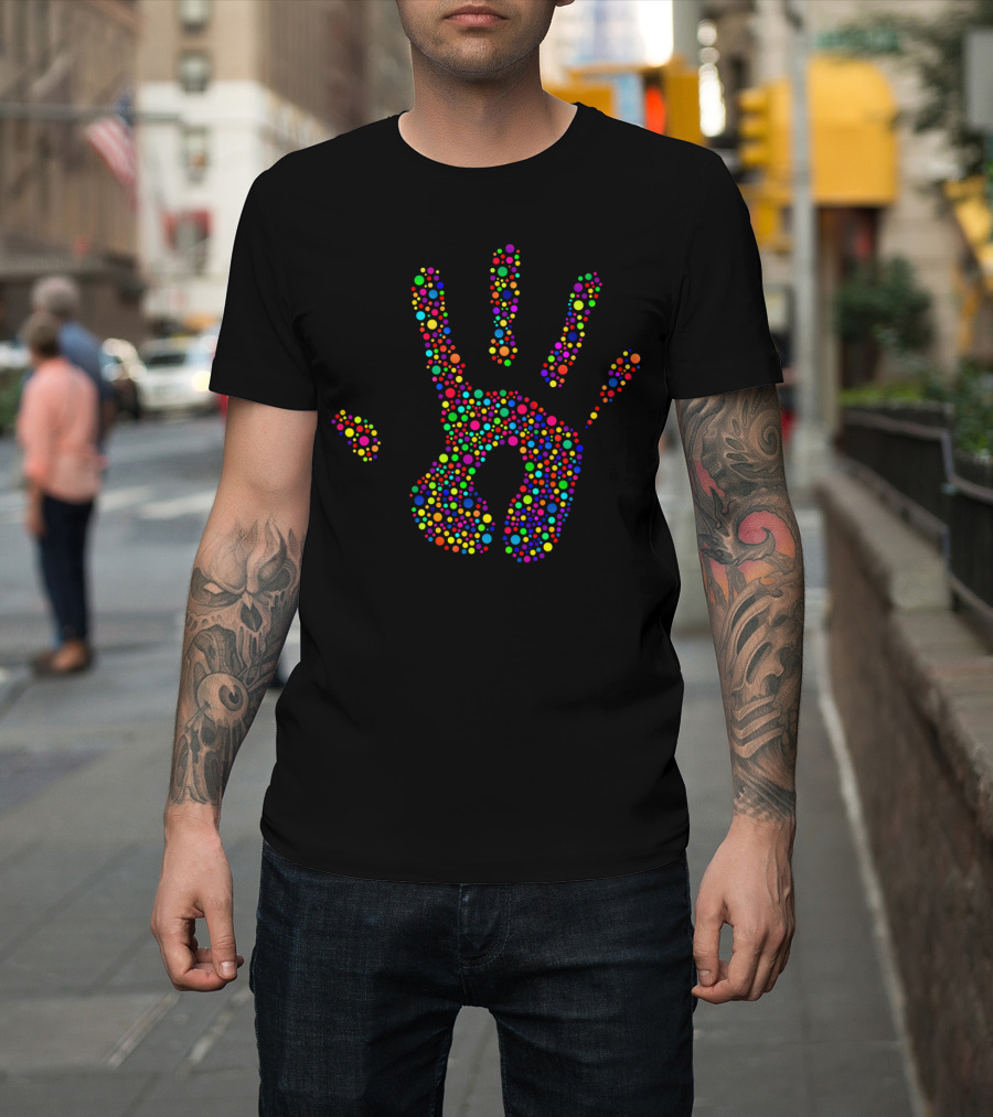 Pointillism Hand Print Colorful Dotted Spectrum T-Shirt