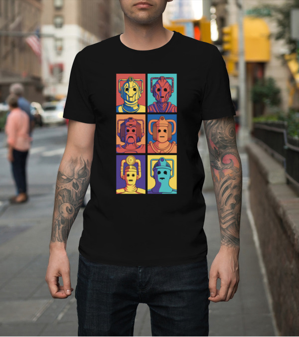 Shirt: Cyberpop Evolution Robot Faces Retro Pop T-Shirt Cyberpop Evolution Robot Faces Retro Pop T-Shirt