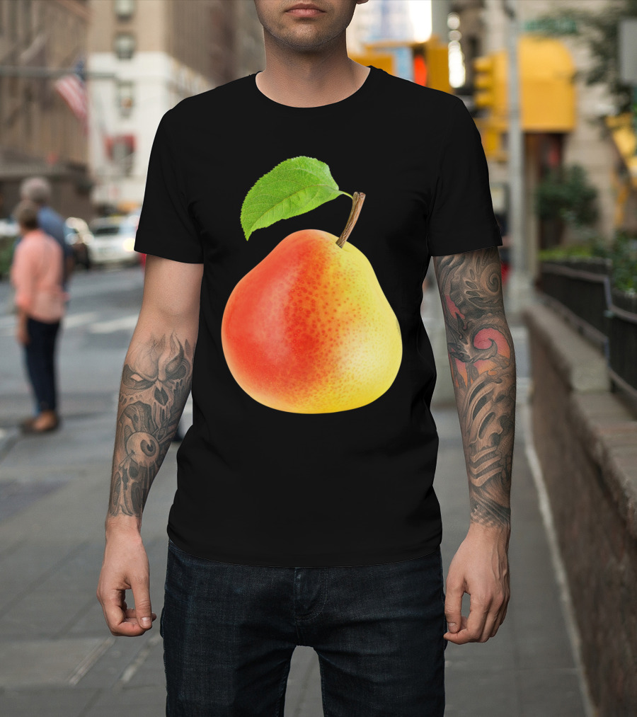 Red Yellow Pear Stippled Leaf T-Shirt