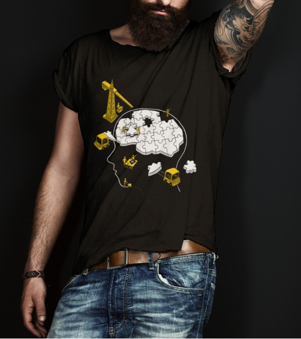 Brain Puzzle Construction Site T-Shirt