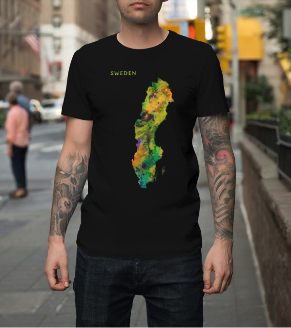 Shirt: Sweden Map Colorful Watercolor T-Shirt Sweden Map Colorful Watercolor T-Shirt