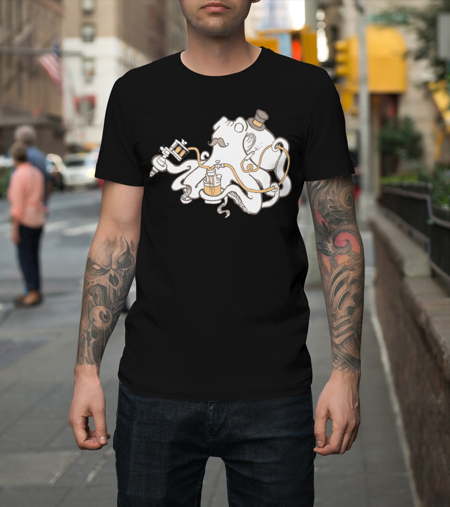 Inked Octopus with Top Hat and Tattoo Machine T-Shirt