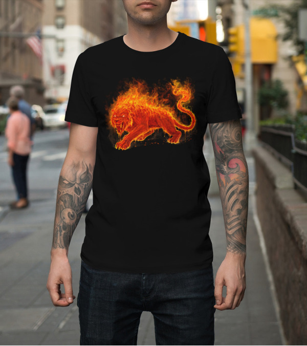 Shirt: Flame Beast Fiery Lion Inferno Creature T-Shirt Flame Beast Fiery Lion Inferno Creature T-Shirt