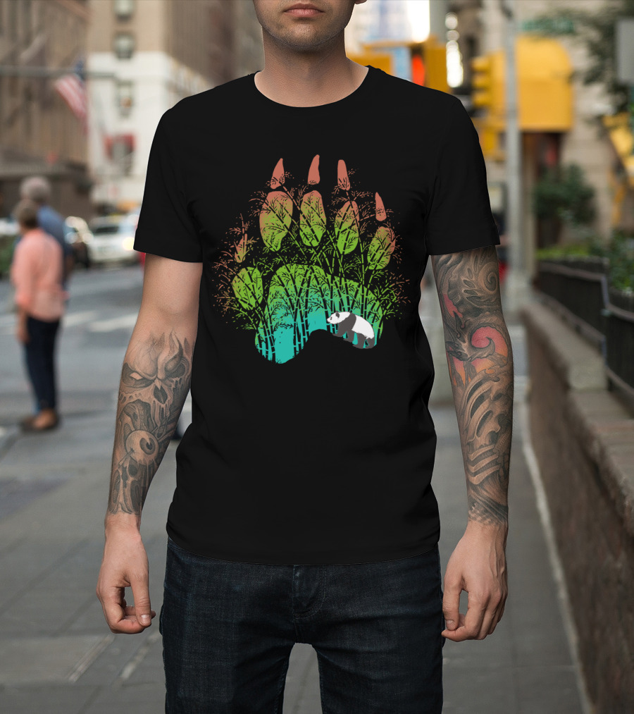 Panda Track Bamboo Forest Bear Paw T-Shirt