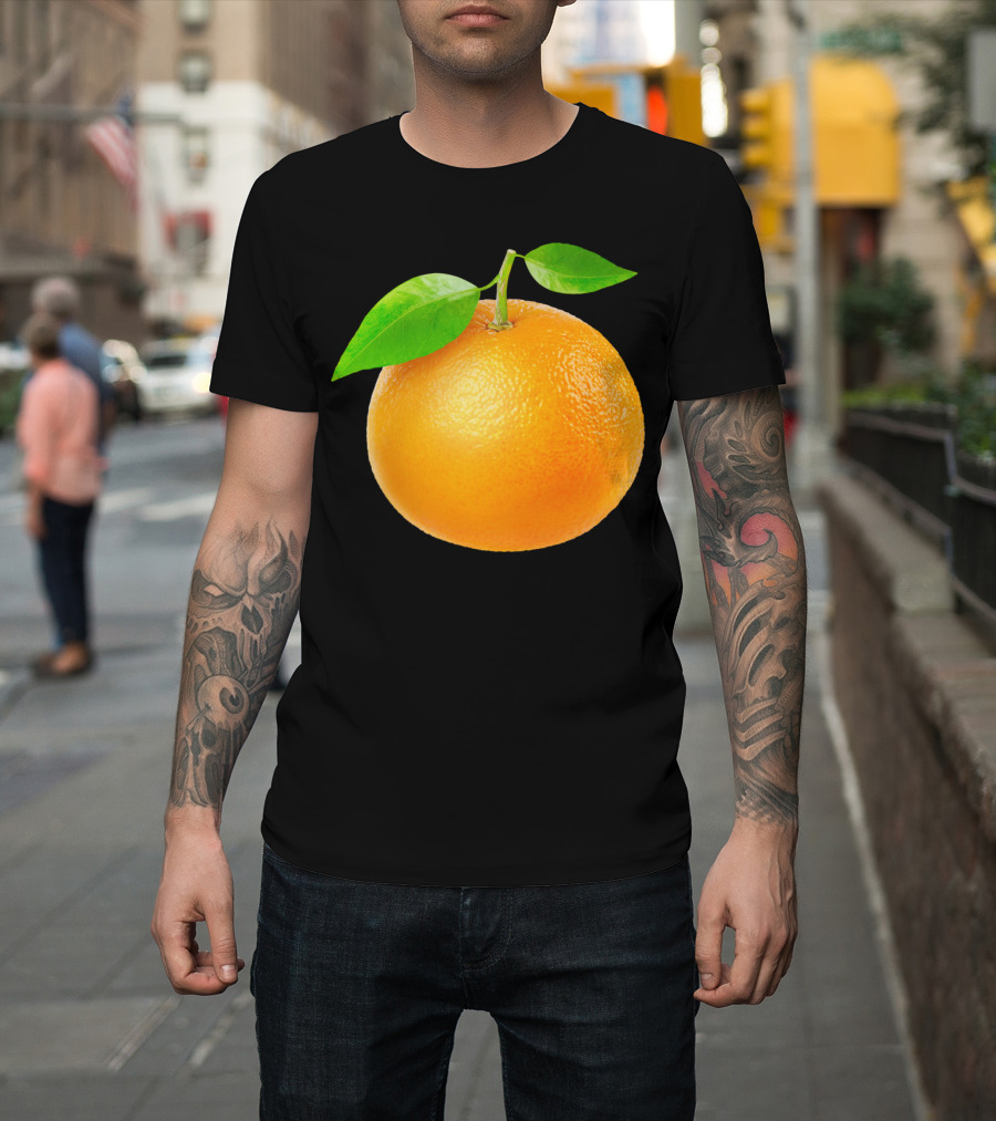Tangerine Fruit Fresh Citrus with Green Leaves T-Shirt
