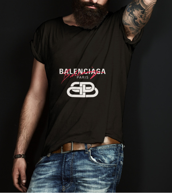 Balenciaga Paris Logo With Red Scribble Stripe T-Shirt