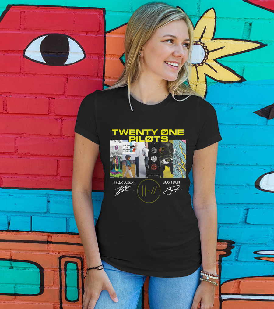 Twenty Øne Piløts Album Art And Signatures Tyler Joseph Josh Dun T-Shirt