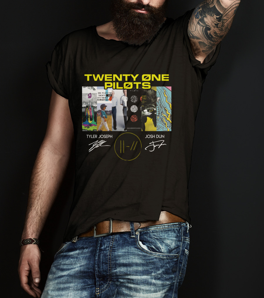 Twenty Øne Piløts Album Art And Signatures Tyler Joseph Josh Dun T-Shirt