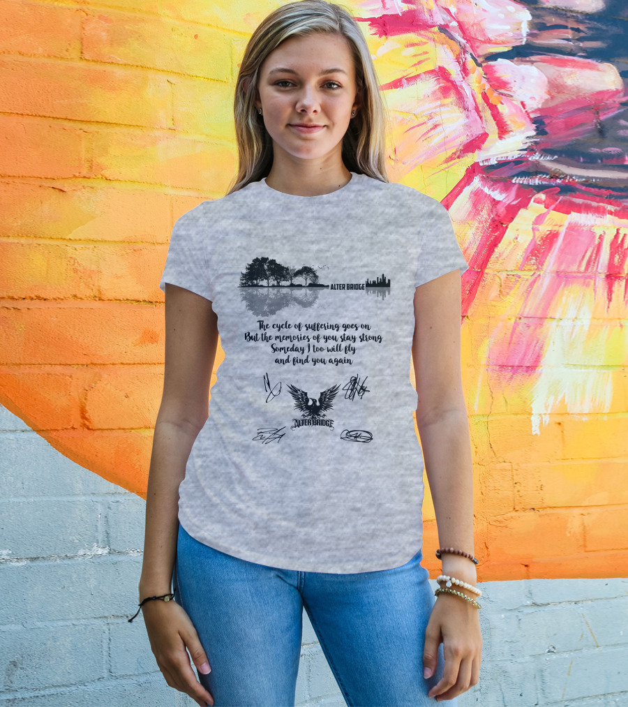 Alter Bridge Cycle Of Suffering Reflection Skyline Eagle Signatures T-Shirt