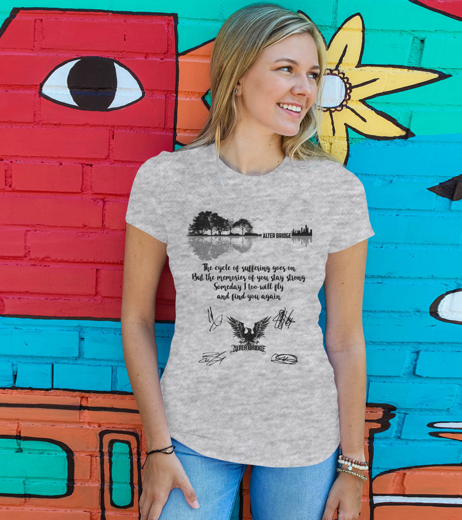 Alter Bridge Cycle Of Suffering Reflection Skyline Eagle Signatures T-Shirt