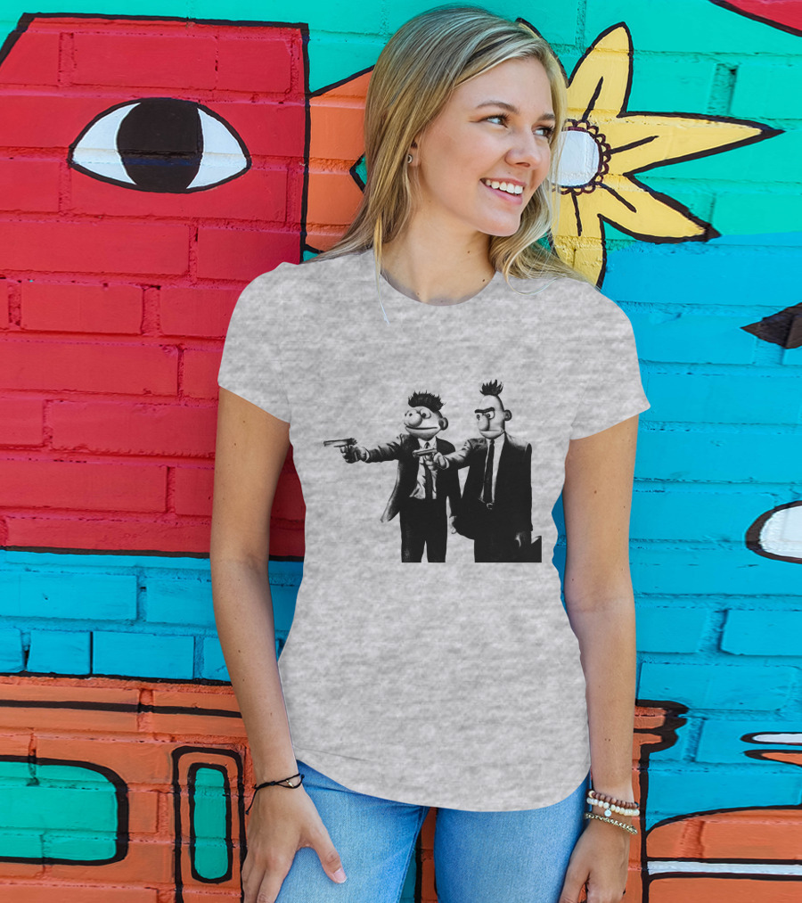 Pulp Fiction Style Characters On Yellow T-Shirt