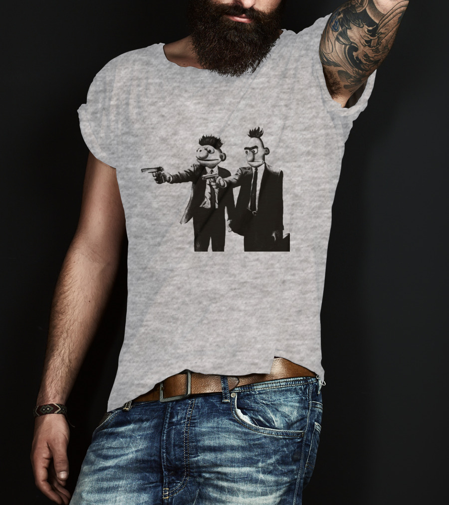 Pulp Fiction Style Characters On Yellow T-Shirt