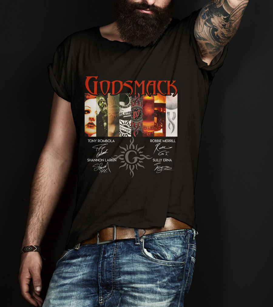 Godsmack Iv Tony Rombola Robbie Merrill Shannon Larkin Sully Erna Signatures T-Shirt