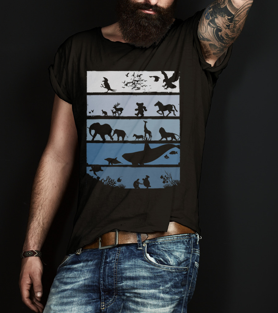 Animal Silhouettes Across Habitats Story T-Shirt
