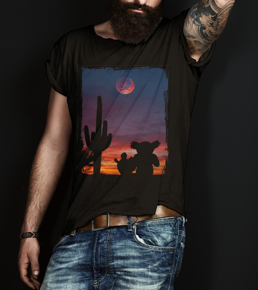 Cactus GD Grateful Dead Bear Desert Silhouette Moon Sunset T-Shirt