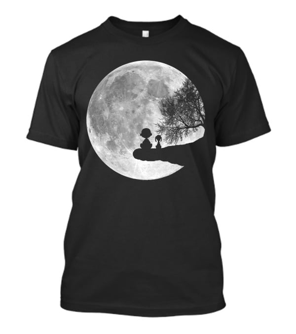 Snoopy And Charlie Moonlit Silhouette Pals On The Edge T-Shirt