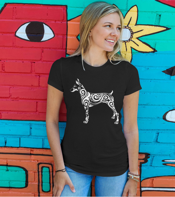 Doberman Cute Dog Swirl Pattern For Pet Parents T-Shirt
