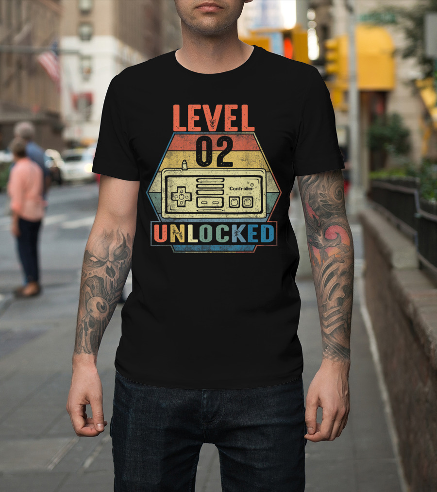 Level 02 Unlocked Vintage Video Gamer Controller T-Shirt