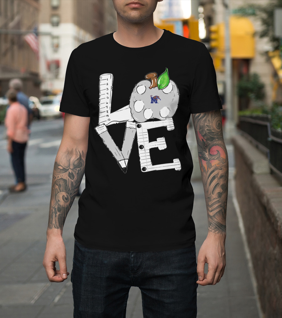 Memphis Tigers Love Student Tailgating Apple Ruler Pencil T-Shirt