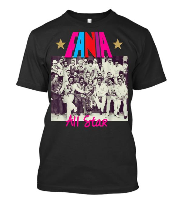 Fania All Star Iconic Music Group Photo With Colorful Logo And Stars T-Shirt