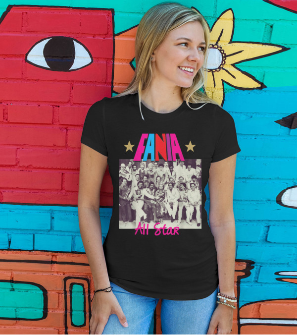 Fania All Star Iconic Music Group Photo With Colorful Logo And Stars T-Shirt