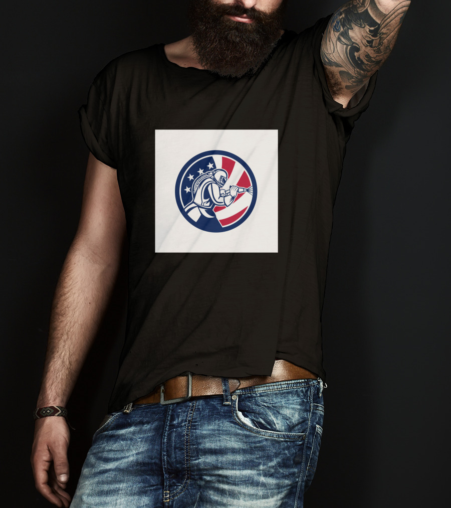 American Sandblaster Flag Circle Usa Abrasive Blasting T-Shirt