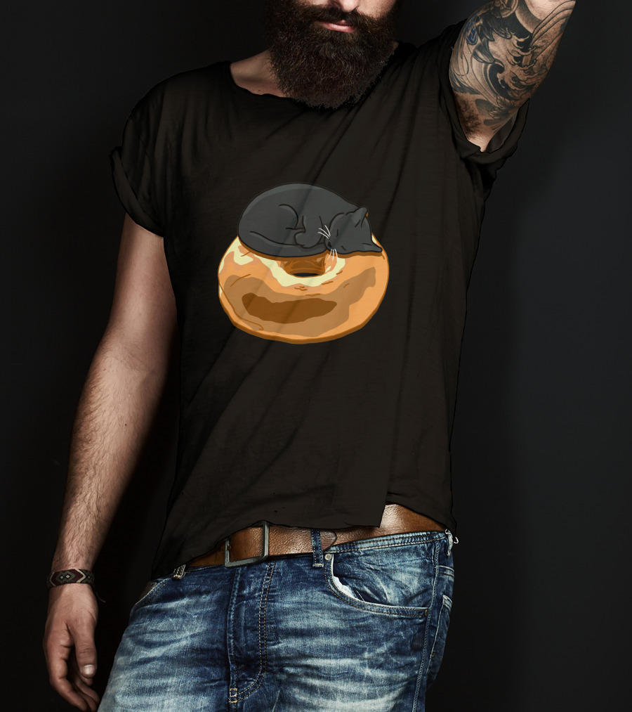Bagel Cat Black Sleeping On Bagel 1230319 T-Shirt
