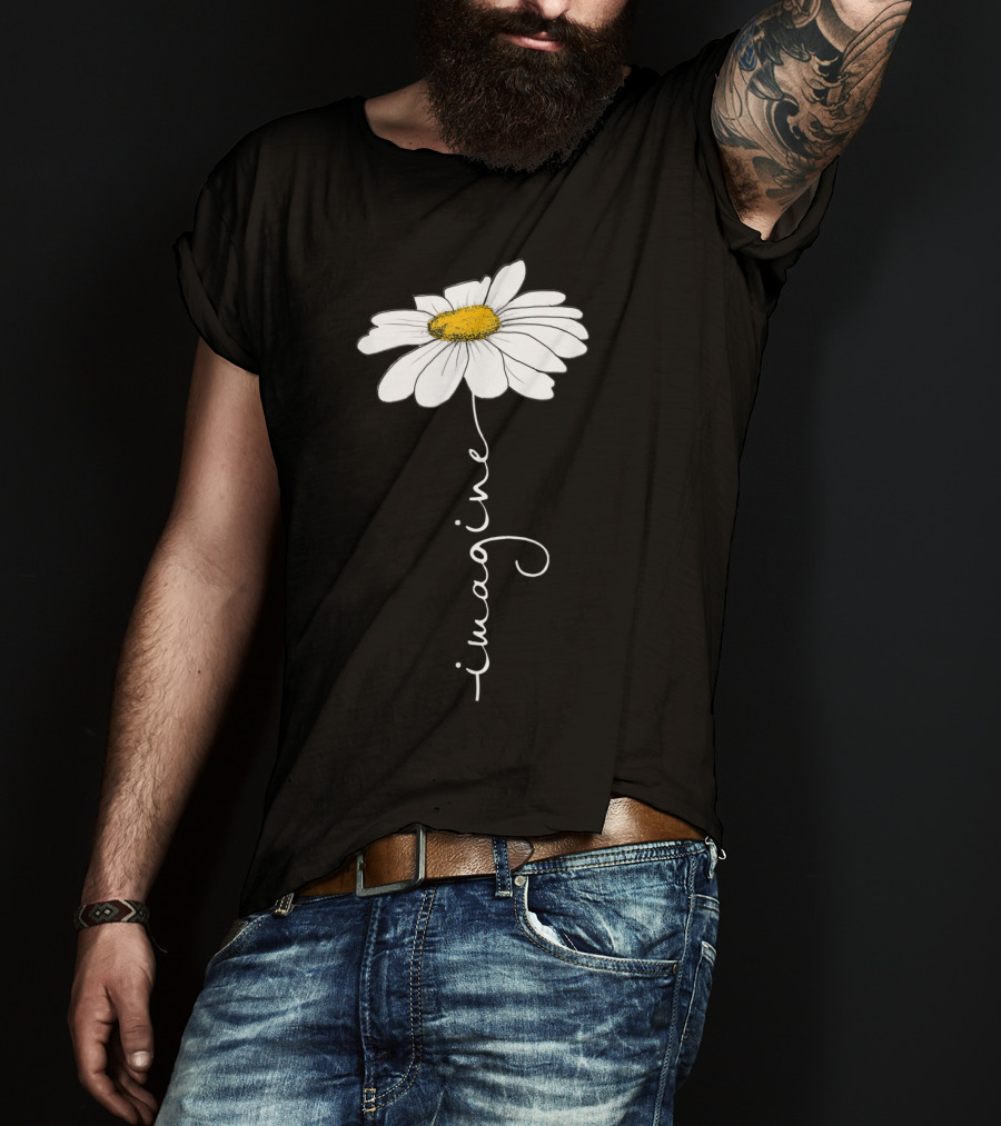 Imagine Flower Daisy Text T-Shirt