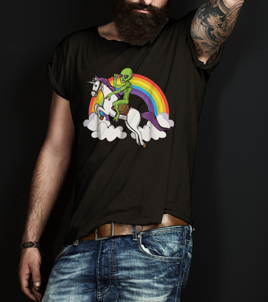 Alien Riding Unicorn T-Shirt