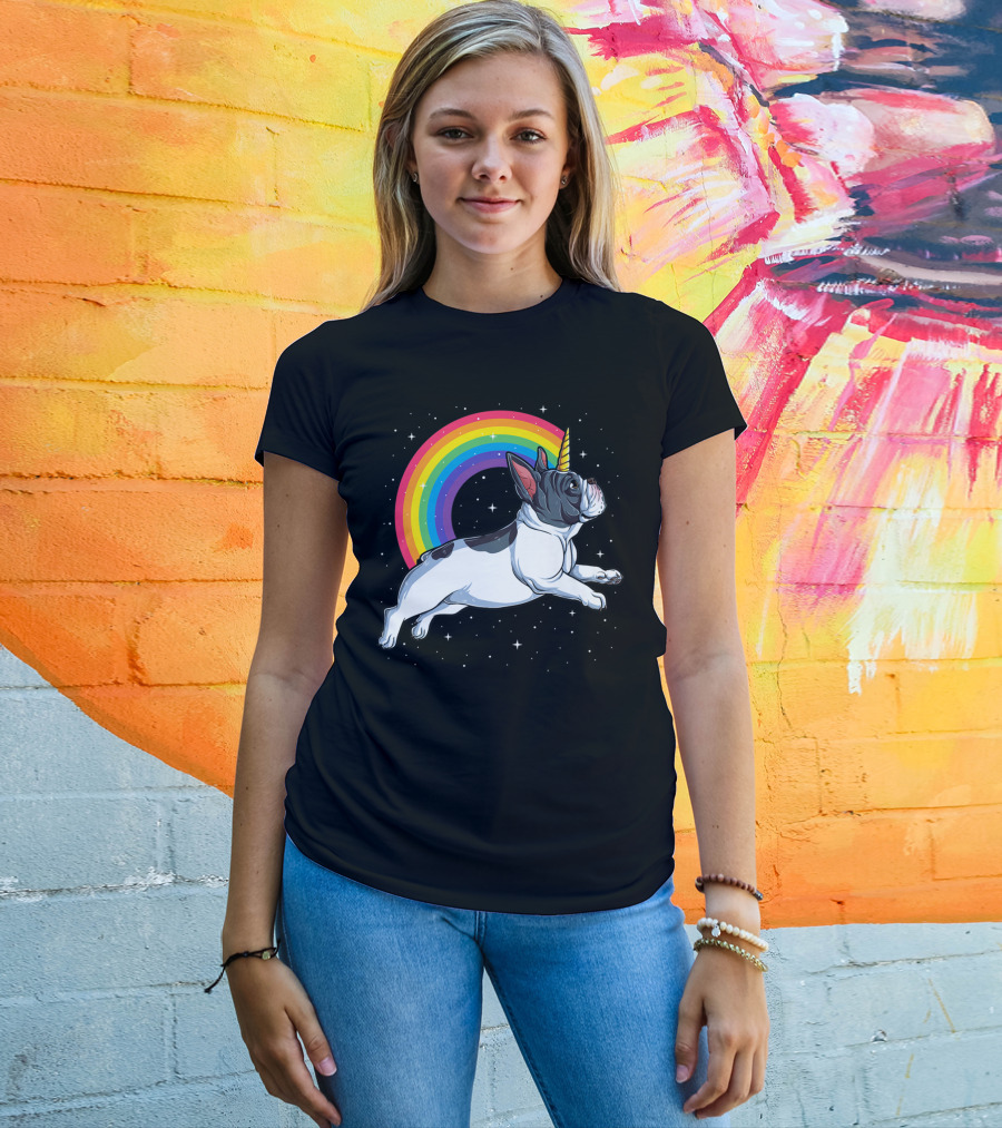 French Bulldog Unicorn Rainbow Galaxy Frenchicorn Kids Space Adventure T-Shirt