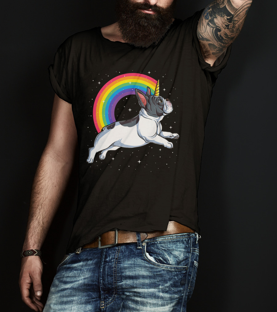 French Bulldog Unicorn Rainbow Galaxy Frenchicorn Kids Space Adventure T-Shirt