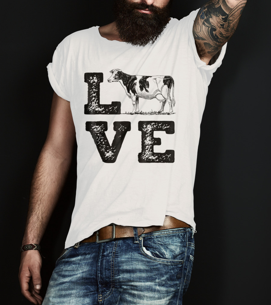 LOVE Cows Cow Lovers Farm Girls Women Farmer T-Shirt