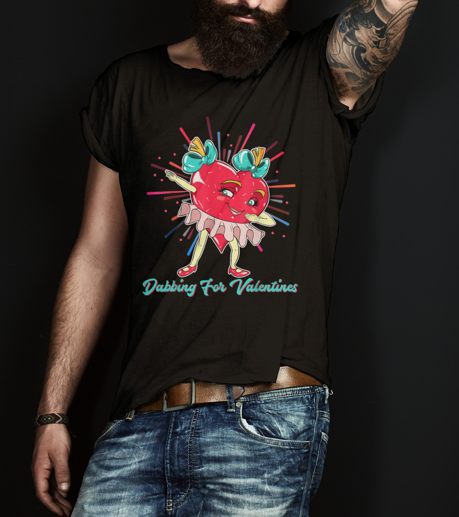 Dabbing For Valentines Heart Girl T-Shirt