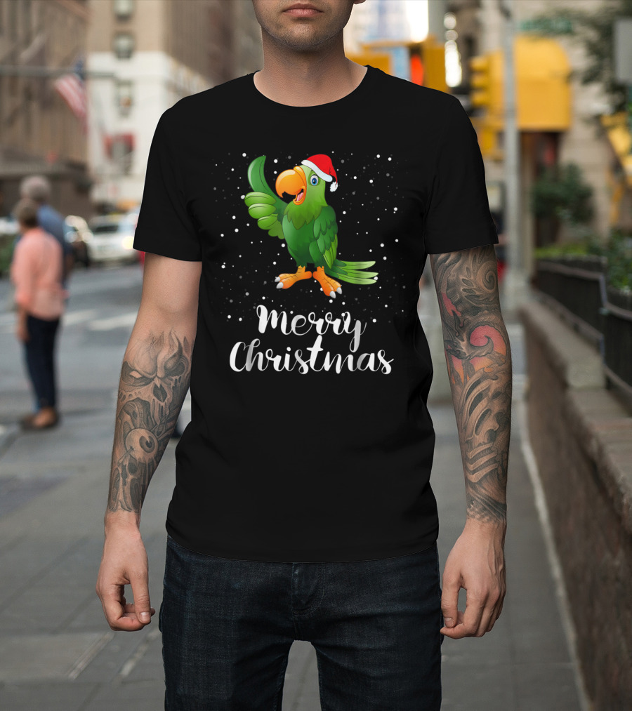 Merry Christmas Parrot Funny Matching Family Group T-Shirt