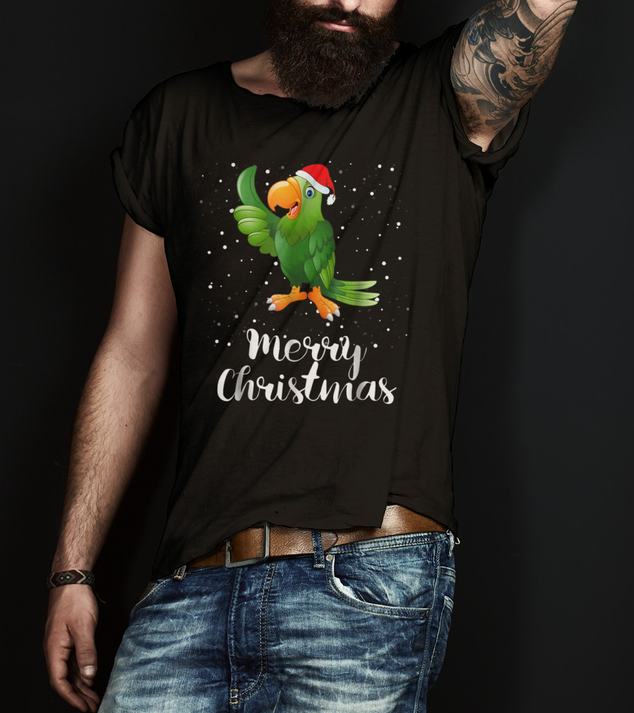 Merry Christmas Parrot Funny Matching Family Group T-Shirt