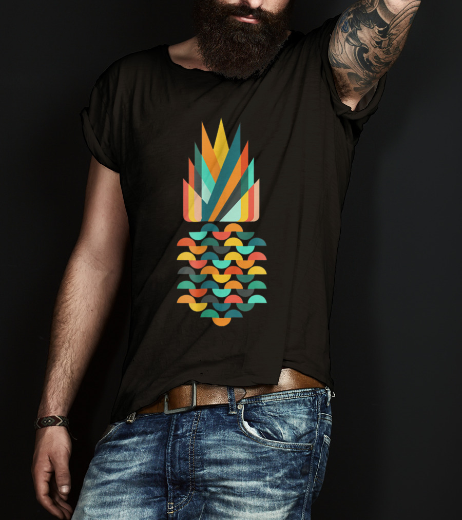 Pineapple Aloha Hawaiian Low Poly Geometric Multicolor T-Shirt