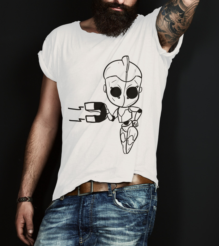Valentines Couples Girl Her Him Girls Magnet Robot T-Shirt