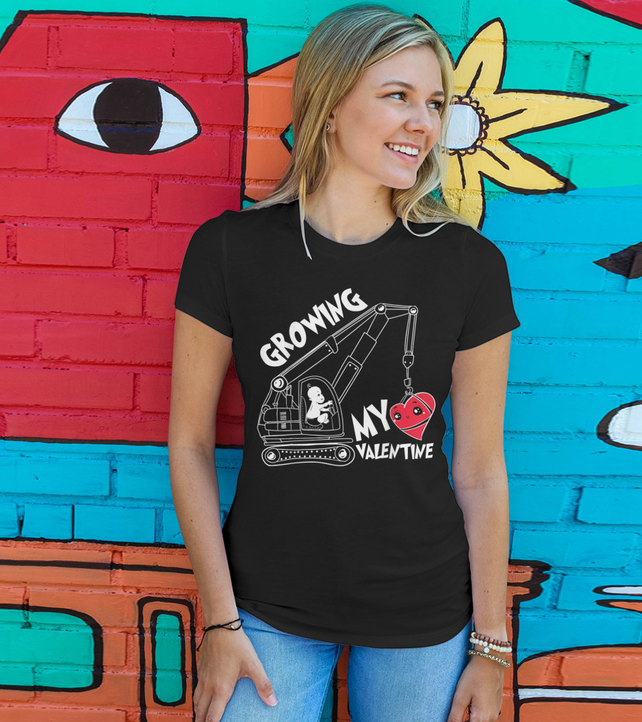 Growing My Valentine Valentine's Children Excavator Heart T-Shirt