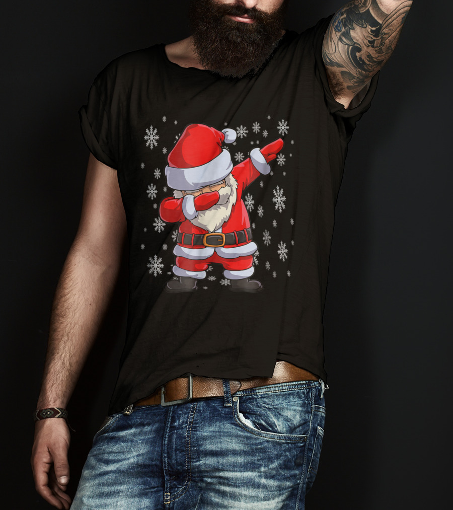 Christmas Santa Funny Dabbing Santa Boys Girls Snowflakes T-Shirt